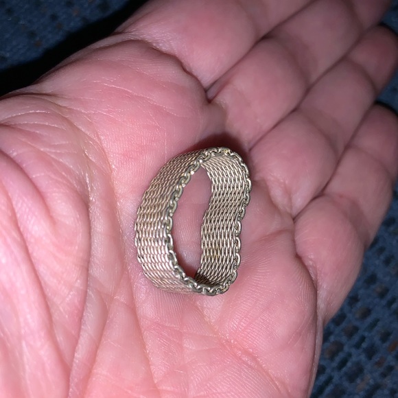 Somerset style mesh ring sterling size 6 woven chain links - Picture 5 of 5